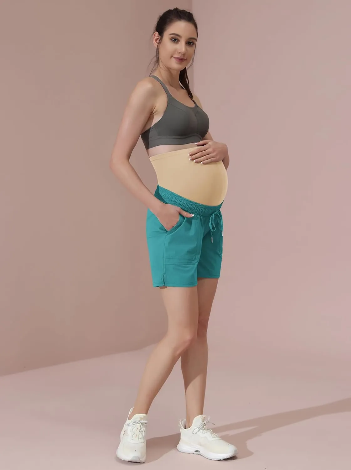 Maacie Maternity Hiking Shorts Quick Dry Waterproof 5" Workout Sports Shorts Outdoor Casual