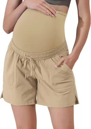 Maacie Maternity Hiking Shorts Quick Dry Waterproof 5" Workout Sports Shorts Outdoor Casual