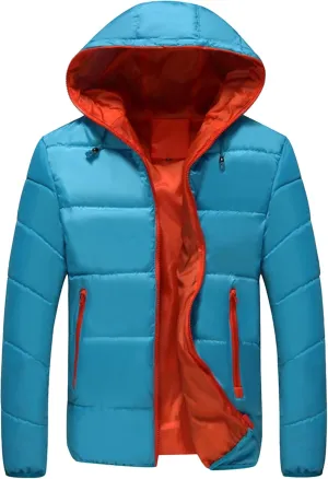 Maiyifu-GJ Men Hooded Winter Down Jackets Coat Thicken Padded Parka Warm Outerwear Lightweight Waterproof Hiking Coat
