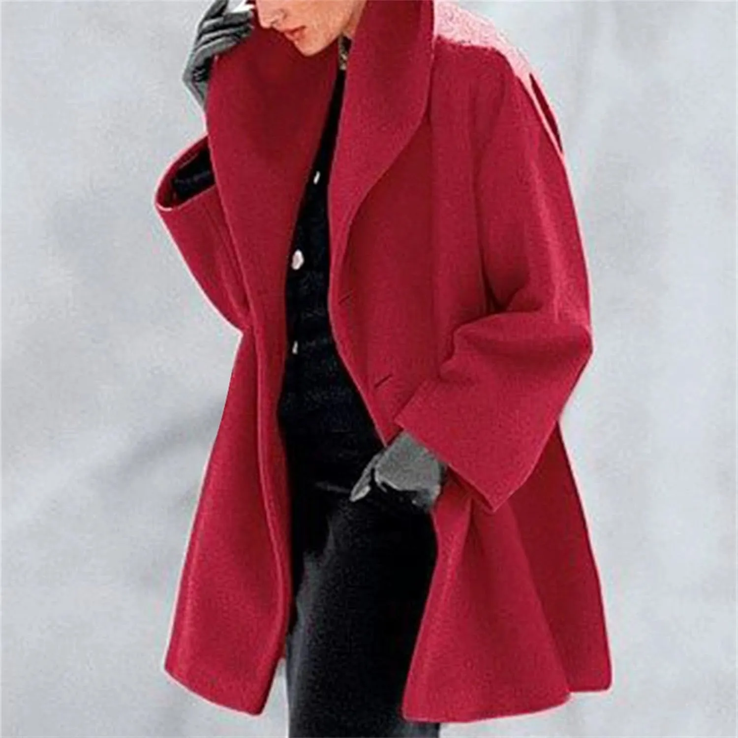 Maiyifu-GJ Womens Wool Blend Coat Single Breasted Trench Jackets with Hood Winter Casual Shawl Collar Overcoat Outerwear