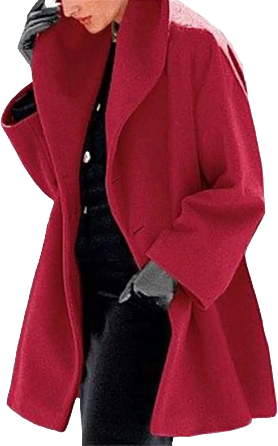 Maiyifu-GJ Womens Wool Blend Coat Single Breasted Trench Jackets with Hood Winter Casual Shawl Collar Overcoat Outerwear