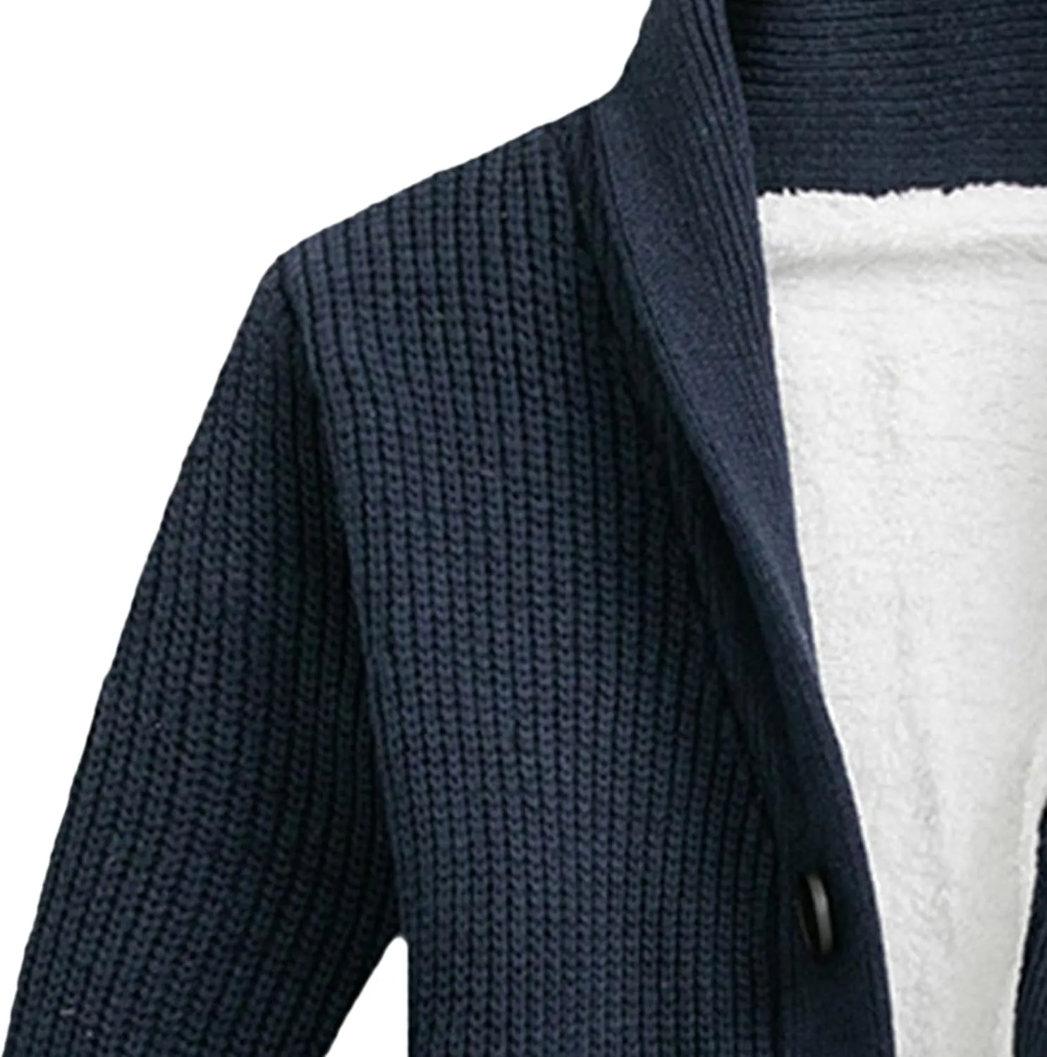 Men Button Down Wool Cardigan Slim Fit Shawl Collar Cardigans Sweater Stand Collar Button Knit Jacket