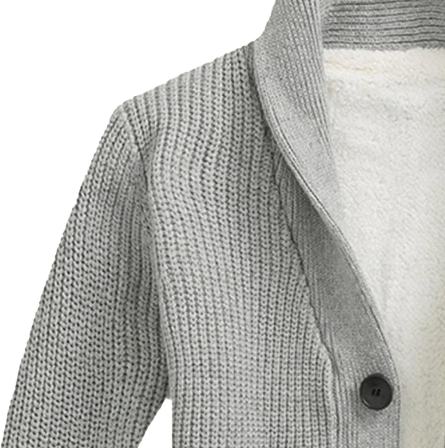 Men Button Down Wool Cardigan Slim Fit Shawl Collar Cardigans Sweater Stand Collar Button Knit Jacket