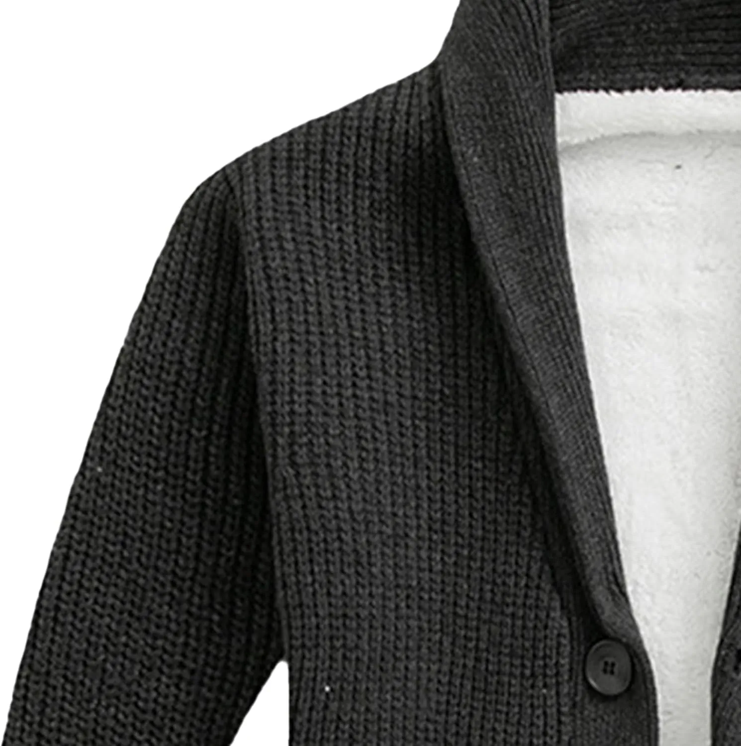 Men Button Down Wool Cardigan Slim Fit Shawl Collar Cardigans Sweater Stand Collar Button Knit Jacket