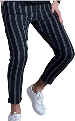 Men Plaid Slant Pocket Tapered Pants Slim Fit Stretch Flat Front Business Golf Pencil Pants Modern Grid Tailored Pants