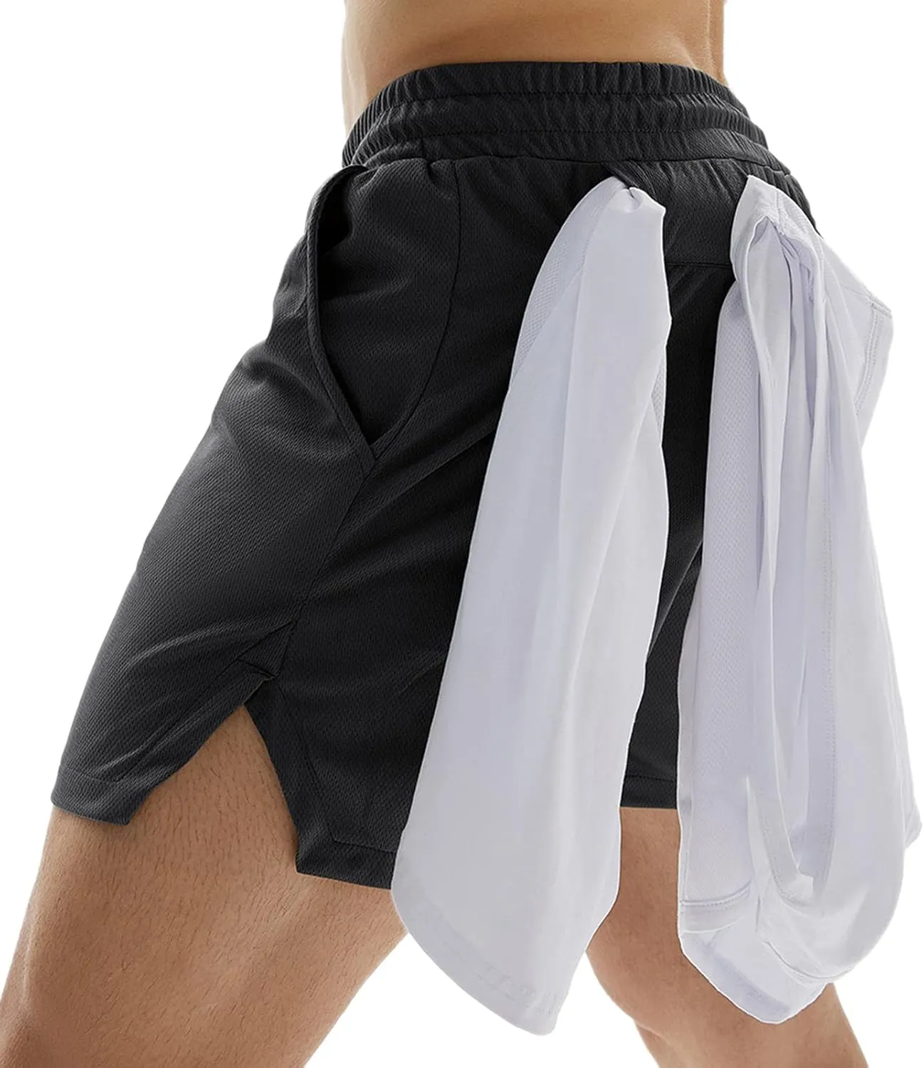 Men Running Shorts with Towel Loop Quick Dry Exercise Shorts for Gym Workout