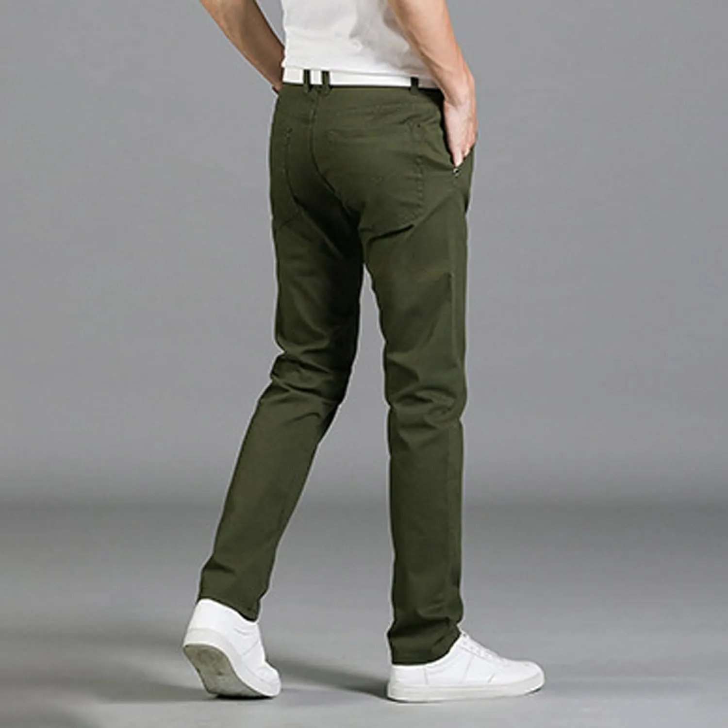 Mens 2023 Fashion Jeans Pants Slim Fit Trendy Stretch Straight Leg Casual Pants Solid Outdoor Dailywear with Pocket