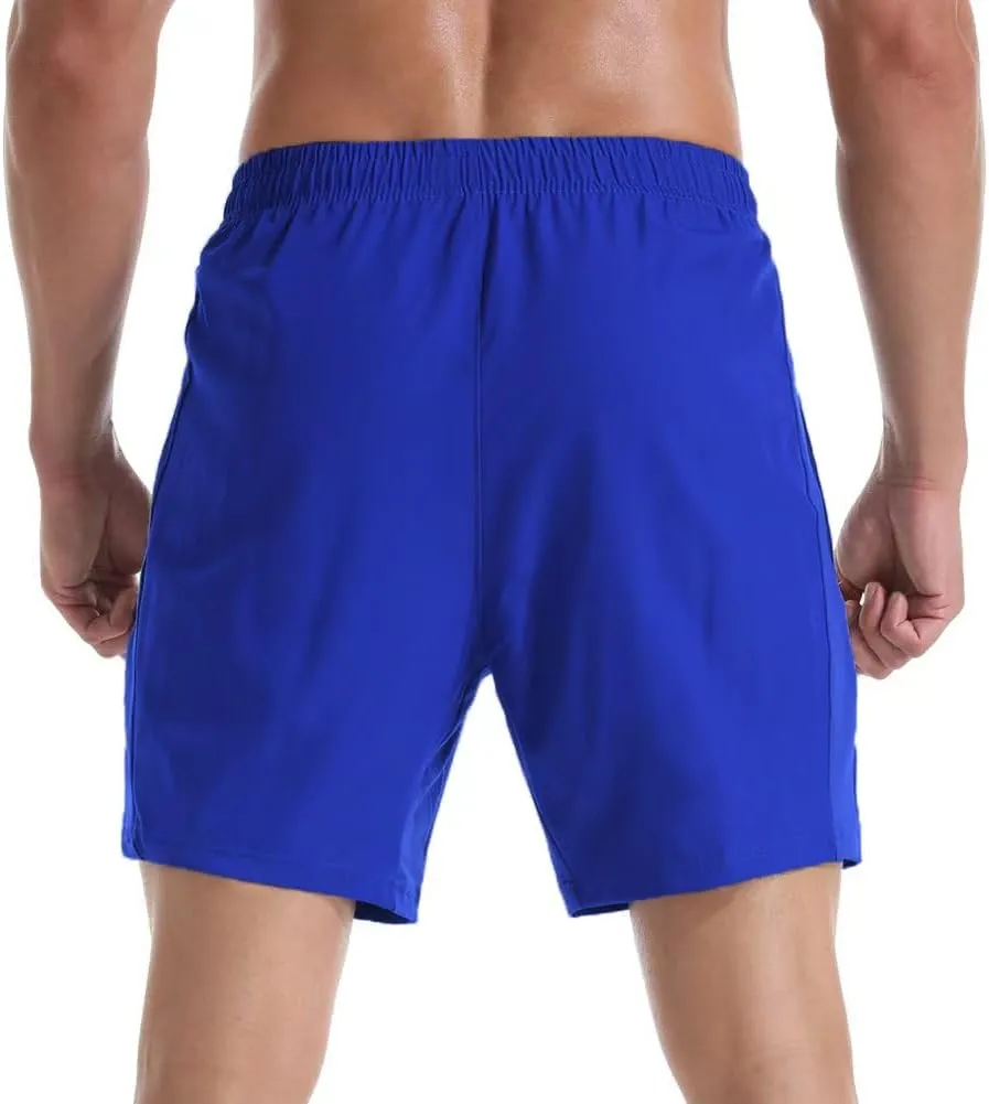Men's 7" Athletic Running Shorts Lightweight Quick Dry Gym Workout Shorts with Zipper Pockets
