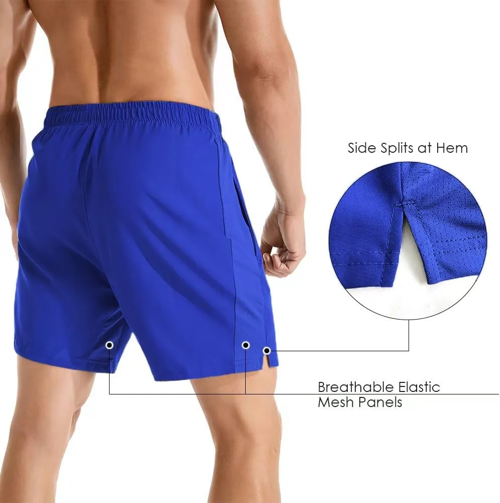 Men's 7" Athletic Running Shorts Lightweight Quick Dry Gym Workout Shorts with Zipper Pockets
