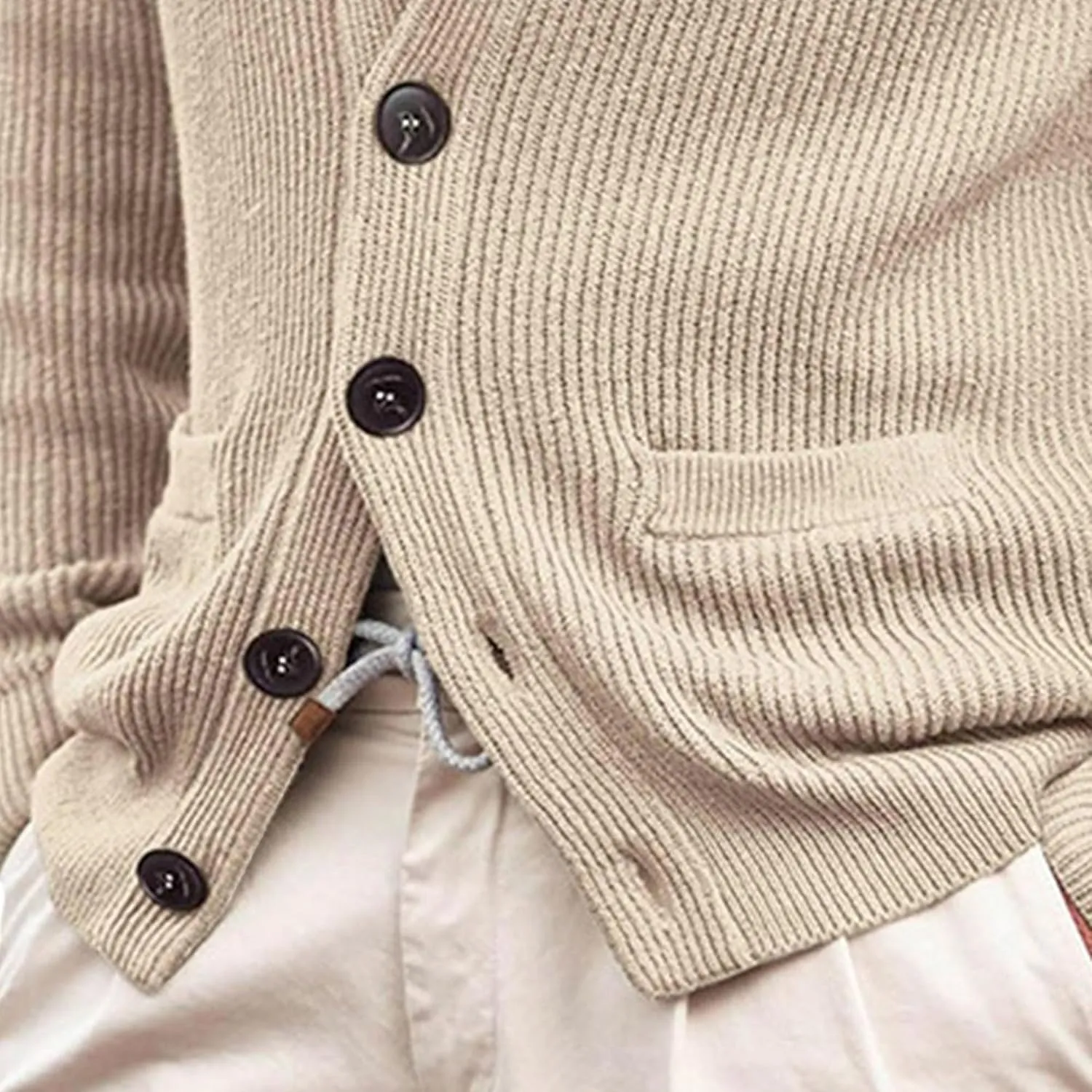 Men's Button Casual Cardigans Shawl Collar Cardigan with Pockets Slim Fit Cable Knit Button Down Cardigan Sweater