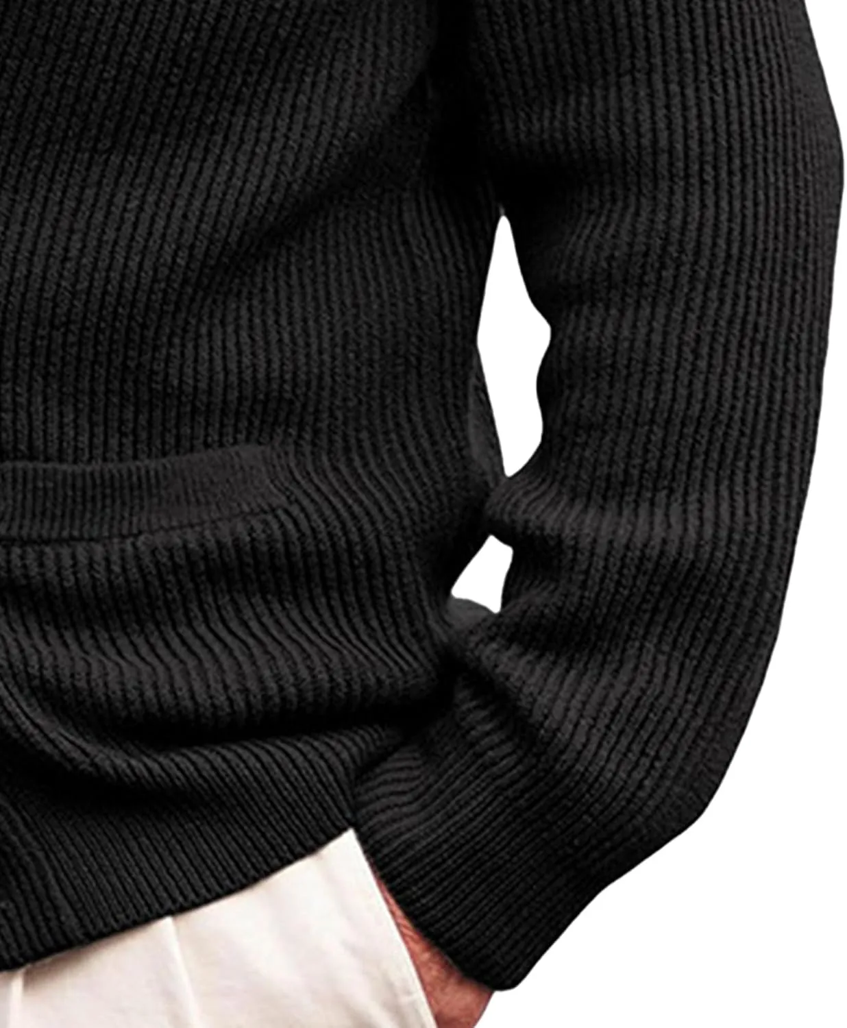 Men's Button Casual Cardigans Shawl Collar Cardigan with Pockets Slim Fit Cable Knit Button Down Cardigan Sweater