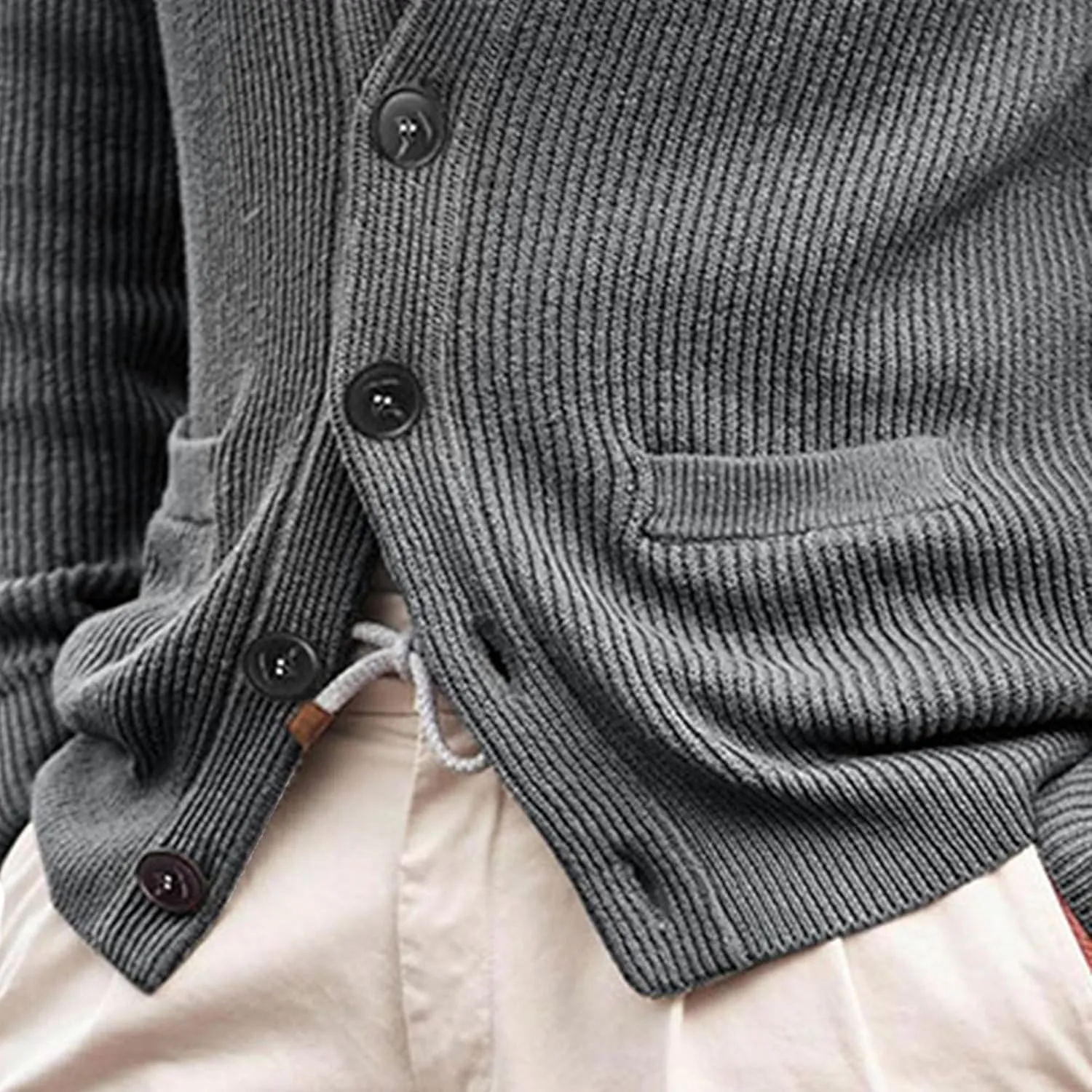 Men's Button Casual Cardigans Shawl Collar Cardigan with Pockets Slim Fit Cable Knit Button Down Cardigan Sweater