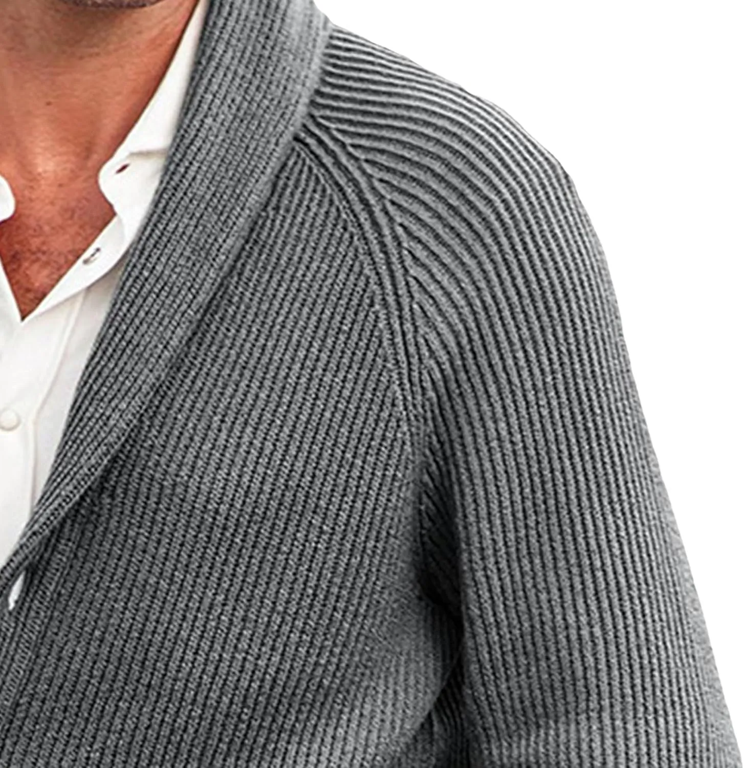 Men's Button Casual Cardigans Shawl Collar Cardigan with Pockets Slim Fit Cable Knit Button Down Cardigan Sweater