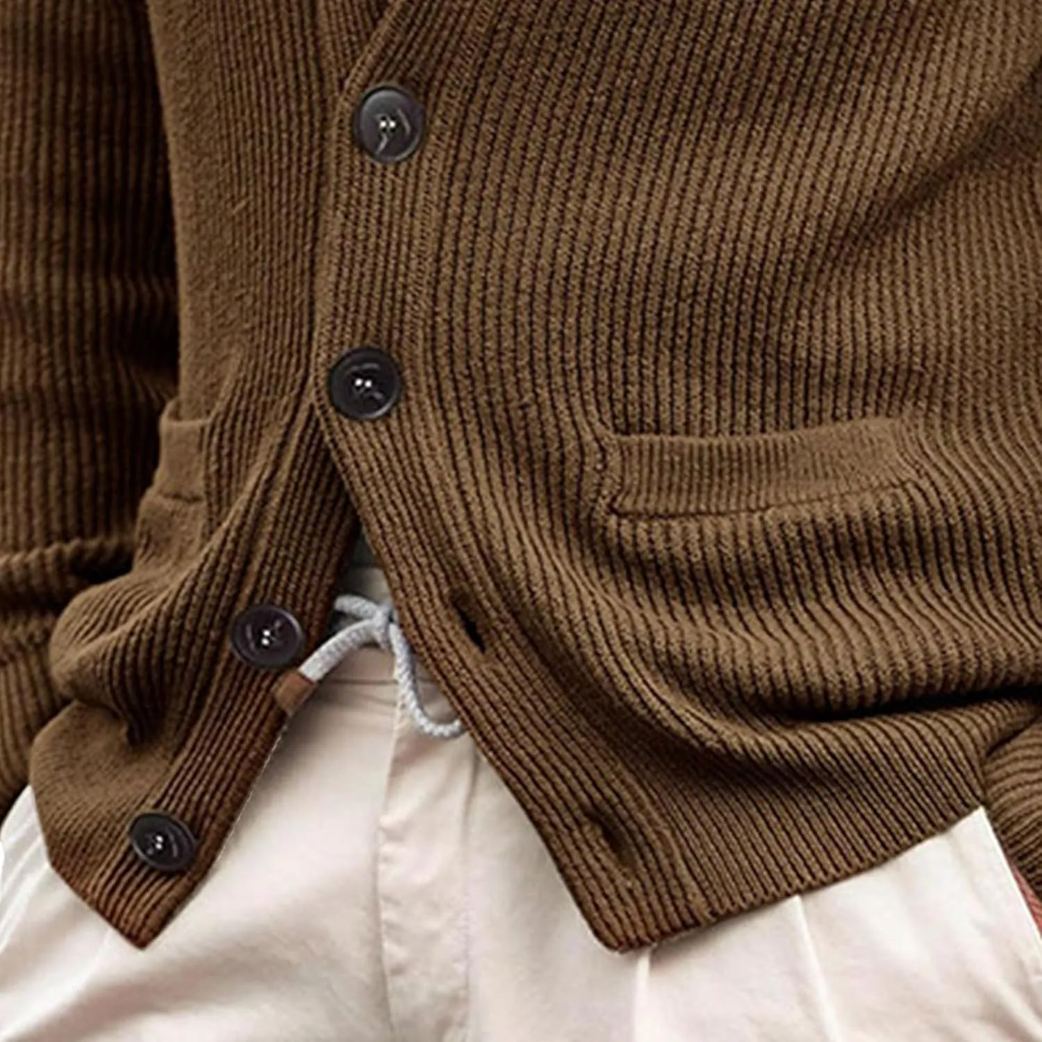 Men's Button Casual Cardigans Shawl Collar Cardigan with Pockets Slim Fit Cable Knit Button Down Cardigan Sweater