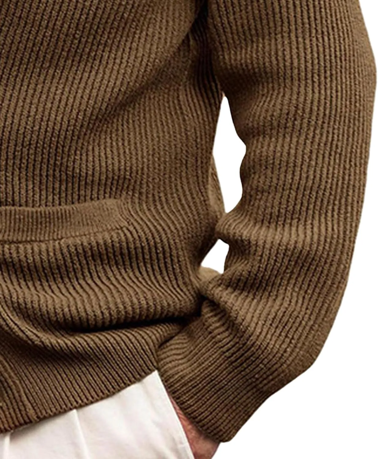 Men's Button Casual Cardigans Shawl Collar Cardigan with Pockets Slim Fit Cable Knit Button Down Cardigan Sweater