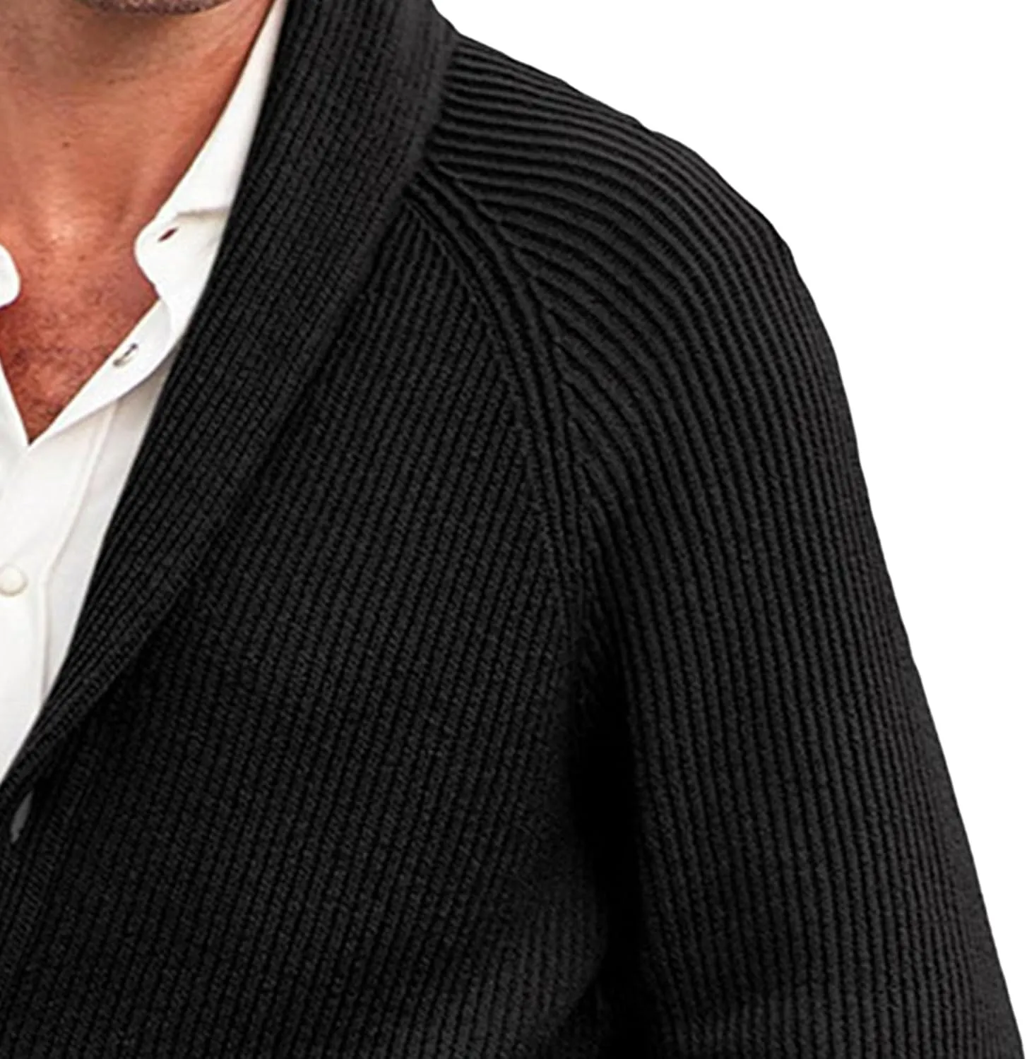 Men's Button Casual Cardigans Shawl Collar Cardigan with Pockets Slim Fit Cable Knit Button Down Cardigan Sweater