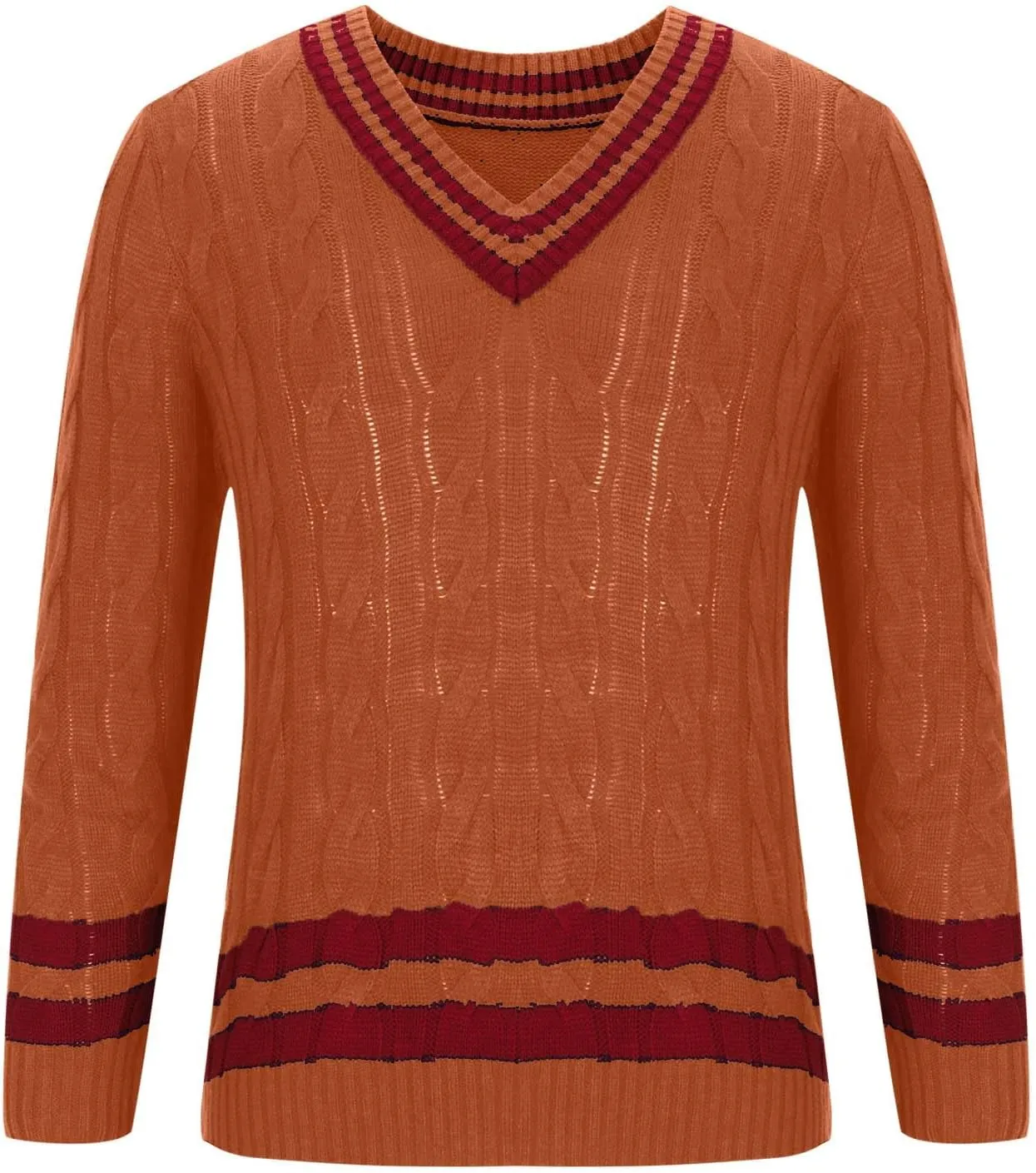 Mens Cable Knit V Neck Sweaters Color Block Pullover Sweater Long Sleeve Twist Sweater Casual Pullover Fashion Tops