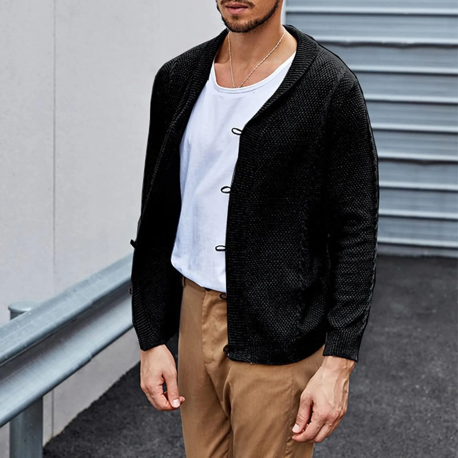 Mens Cardigan Sweater Men's Lightweight Cardigan Sweater Single-Breasted V-Neck Knitted Cardigans Jacket