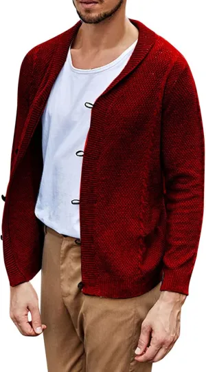 Mens Cardigan Sweater Men's Lightweight Cardigan Sweater Single-Breasted V-Neck Knitted Cardigans Jacket