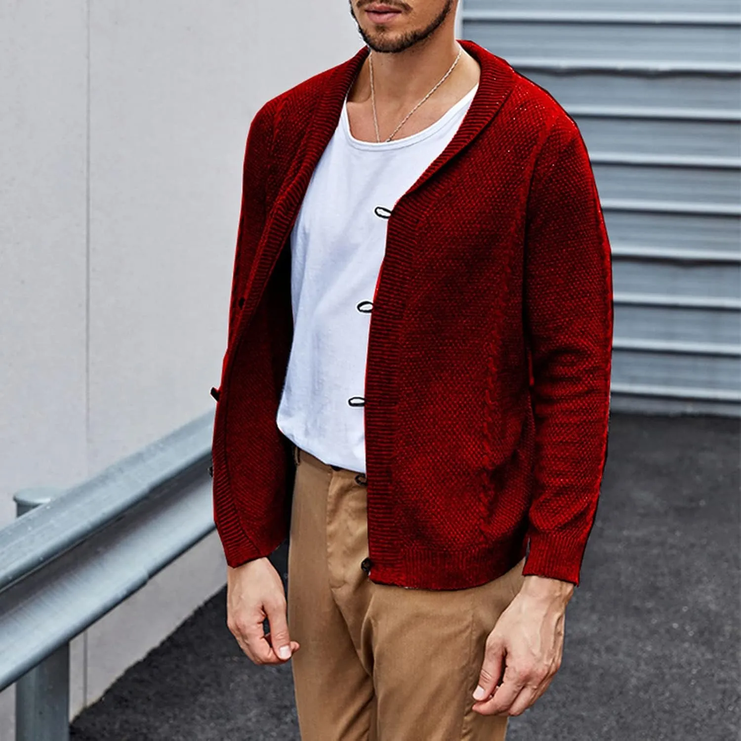 Mens Cardigan Sweater Men's Lightweight Cardigan Sweater Single-Breasted V-Neck Knitted Cardigans Jacket