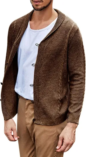 Mens Cardigan Sweater Men's Lightweight Cardigan Sweater Single-Breasted V-Neck Knitted Cardigans Jacket