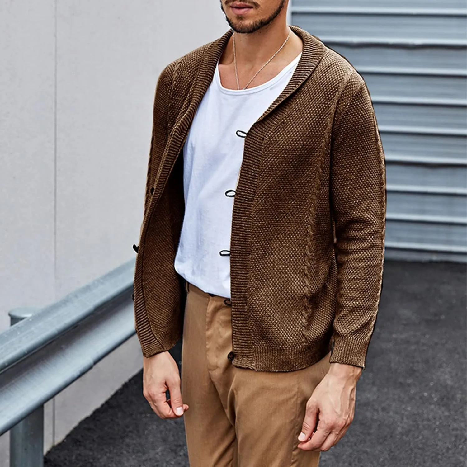 Mens Cardigan Sweater Men's Lightweight Cardigan Sweater Single-Breasted V-Neck Knitted Cardigans Jacket