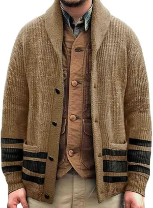 Mens Cardigan Sweater Men's Wool Blended Cardigan Sweaters Shawl Neck Button Down Cardigans Jacket Coat