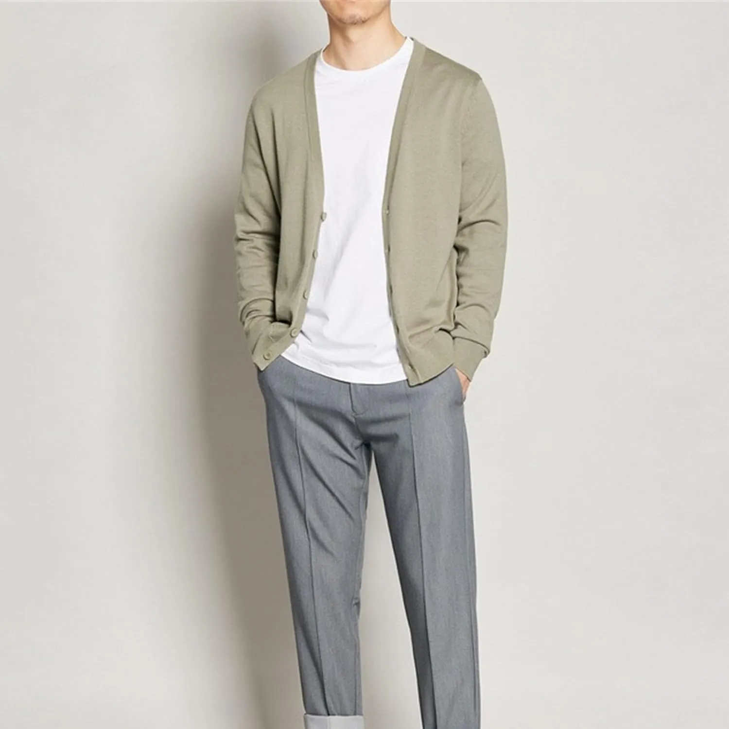 Men's Cardigan Sweaters Button V-Neck Knitted Sweaters Casual Slim Fit Long Sleeve Cable Knit Cardigans