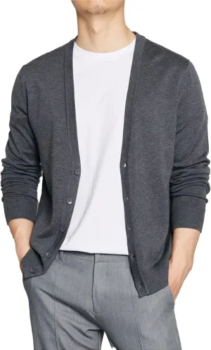 Men's Cardigan Sweaters Button V-Neck Knitted Sweaters Casual Slim Fit Long Sleeve Cable Knit Cardigans