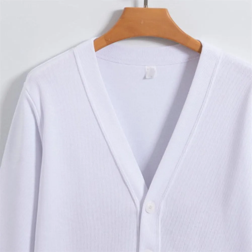 Mens Cardigan Sweaters with Buttons Fall Winter Casual Long Sleeve V Neck Button Down Sweaters
