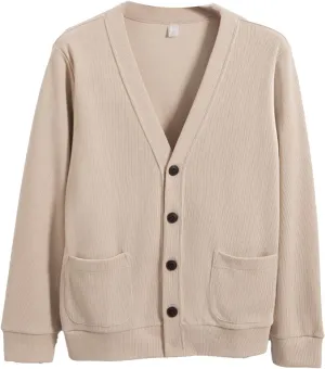 Mens Cardigan Sweaters with Buttons Fall Winter Casual Long Sleeve V Neck Button Down Sweaters