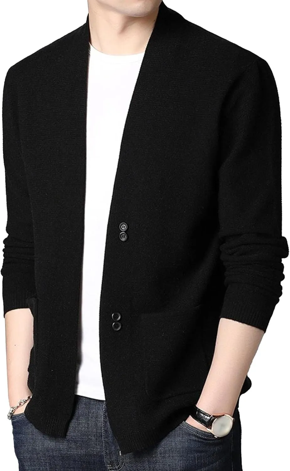 Men's Casual Cardigan Sweaters Button Down Knitted Sweaters Jackets Slim Fit Long Sleeve Cable Knit Cardigans