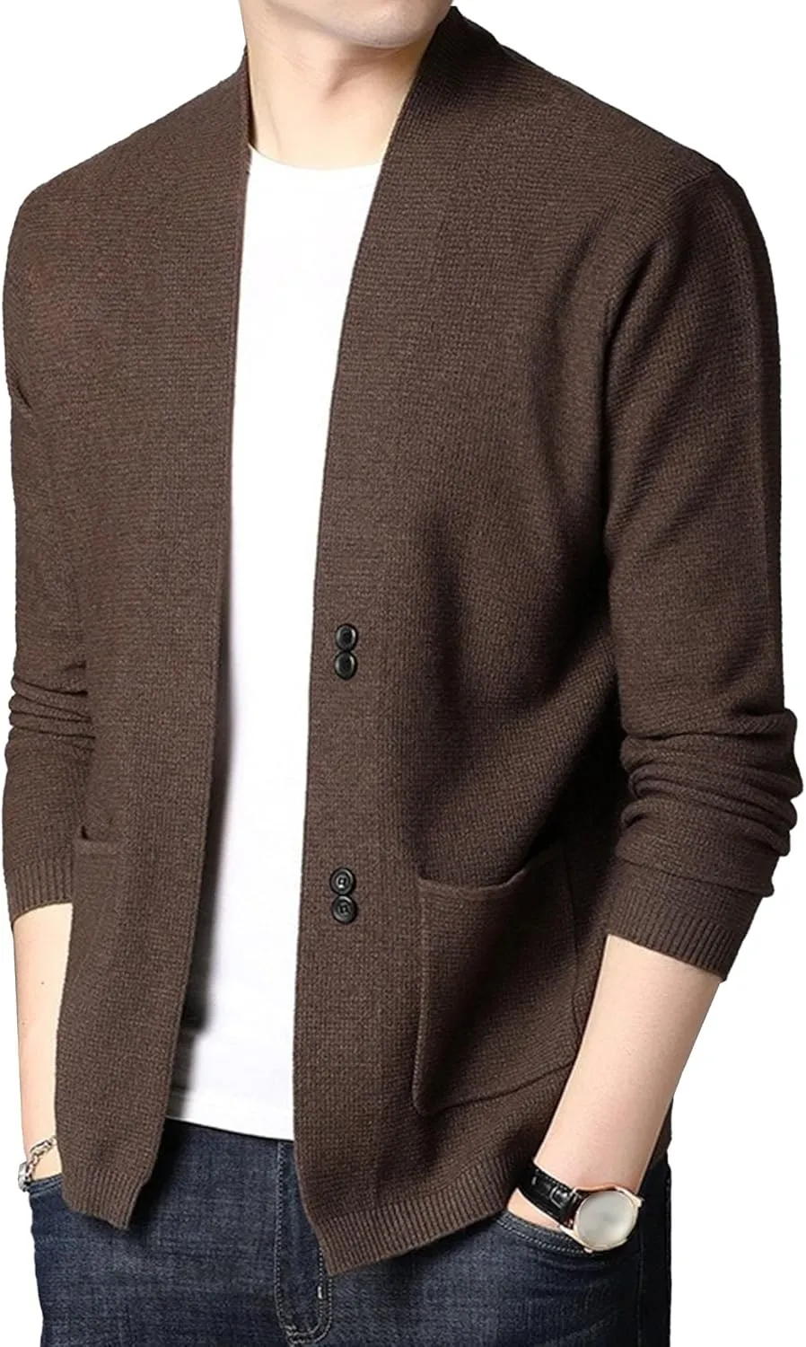Men's Casual Cardigan Sweaters Button Down Knitted Sweaters Jackets Slim Fit Long Sleeve Cable Knit Cardigans