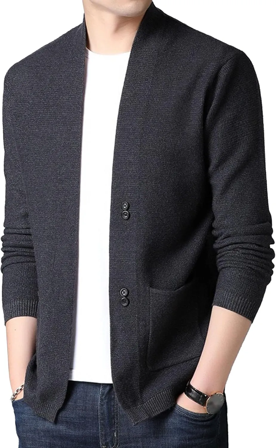 Men's Casual Cardigan Sweaters Button Down Knitted Sweaters Jackets Slim Fit Long Sleeve Cable Knit Cardigans