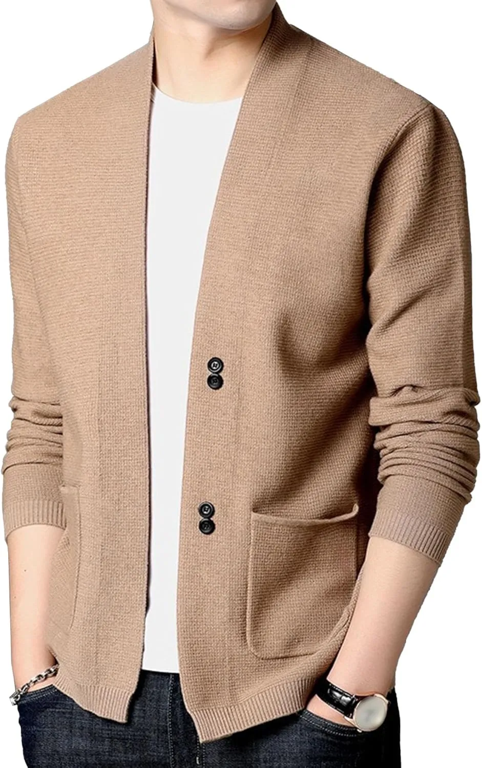 Men's Casual Cardigan Sweaters Button Down Knitted Sweaters Jackets Slim Fit Long Sleeve Cable Knit Cardigans