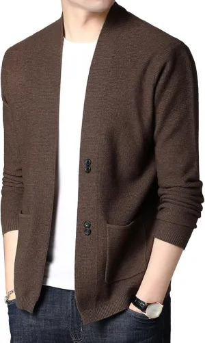 Men's Casual Cardigan Sweaters Button Down Knitted Sweaters Jackets Slim Fit Long Sleeve Cable Knit Cardigans