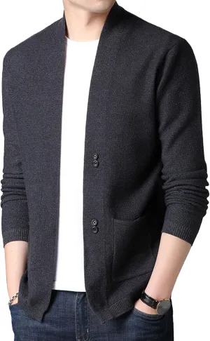 Men's Casual Cardigan Sweaters Button Down Knitted Sweaters Jackets Slim Fit Long Sleeve Cable Knit Cardigans