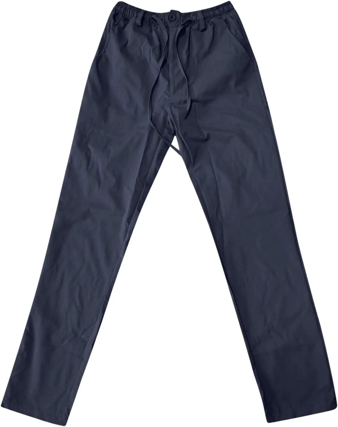 Men's Casual Cotton Pants Regular Fit Elastic Waist Straight Leg Chino Pants