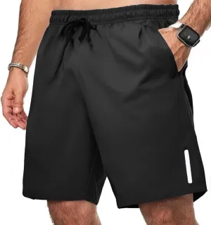 Men's Casual Ice Silk Shorts Cotton Elastic Waist Drawstring Quick Dry Basketball Running Short Lightweight