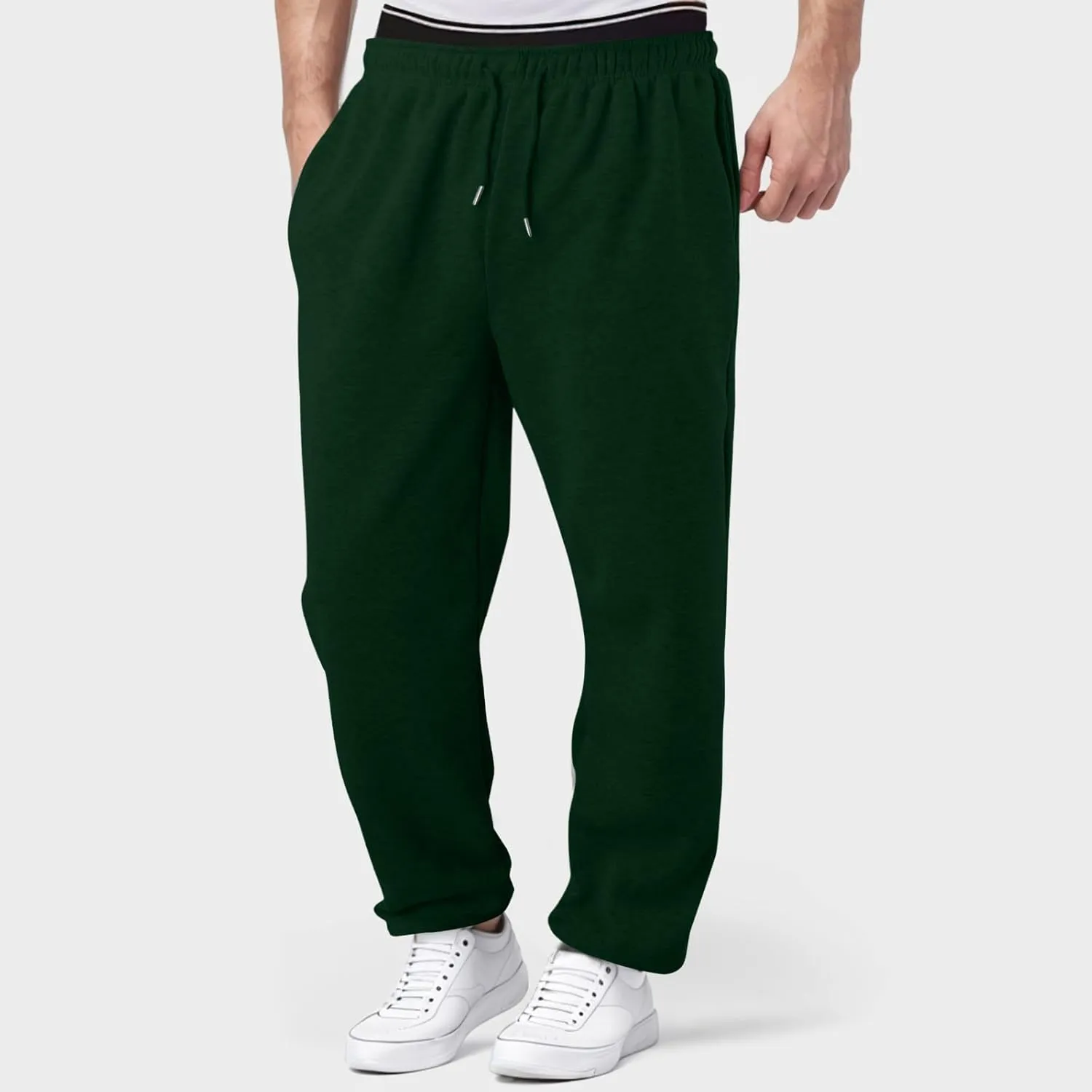 Men's Casual Pants Drawstring Lightweight Trousers Elastic Waist Yoga Lounge Pants with Pockets