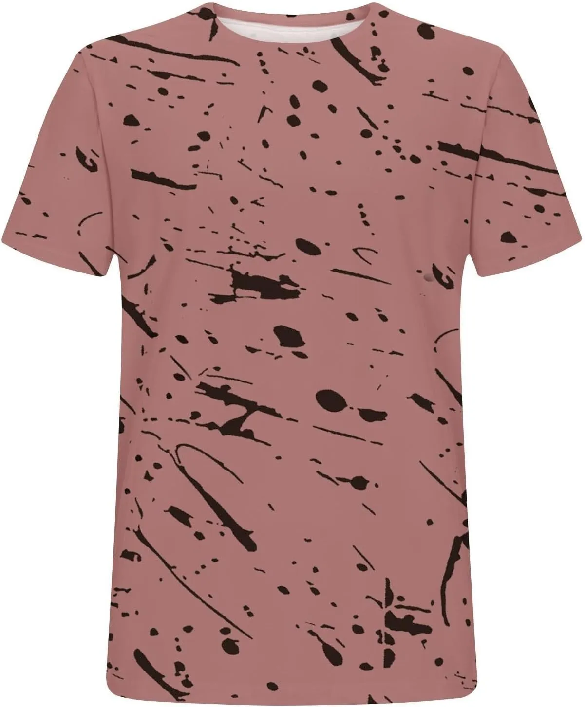 Men's Casual Printed T Shirt Crew Neck Short Sleeve Loose Fit Pullover Plus Size Breathable Sports Wear Stylish Summer Top