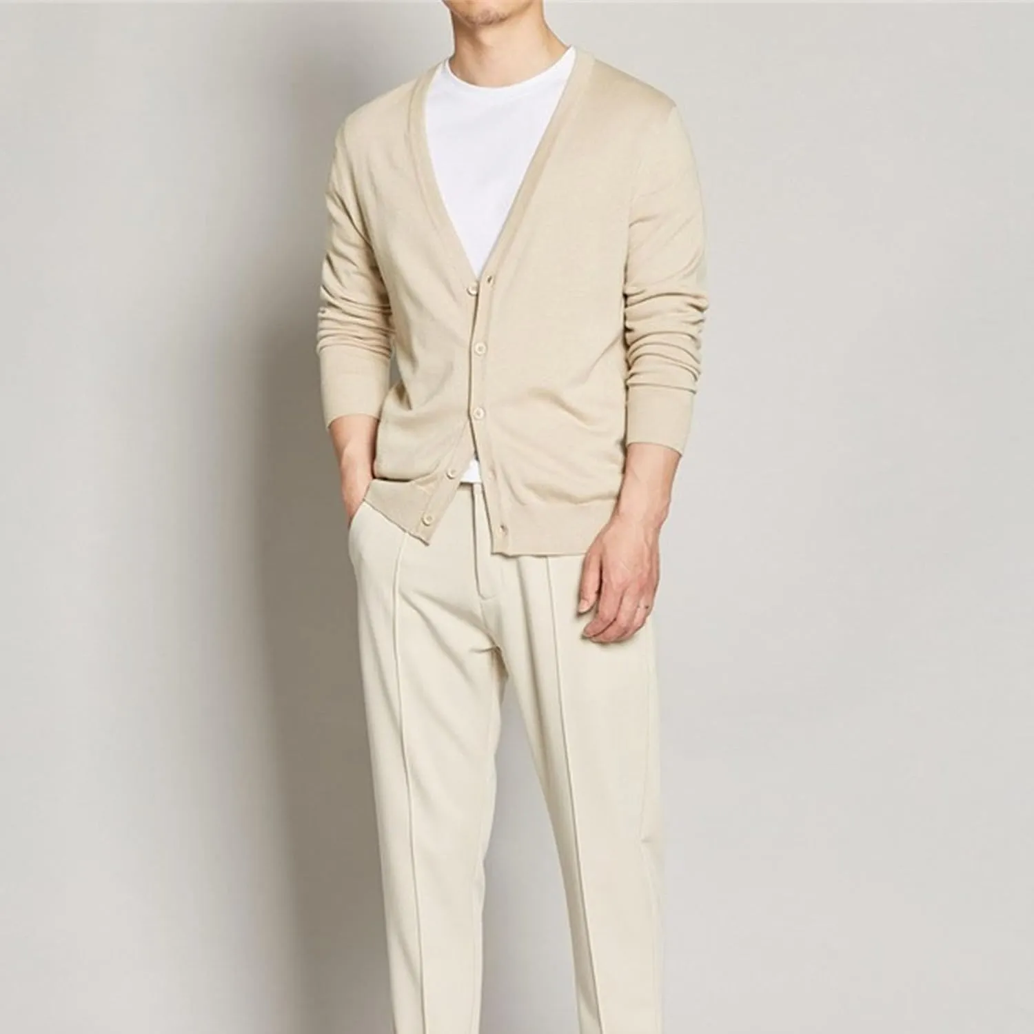 Mens Casual Slim Fit Cardigan Sweaters Cable Knit Cardigans V-Neck Long Sleeve Button Down Knitted Sweater Outwear