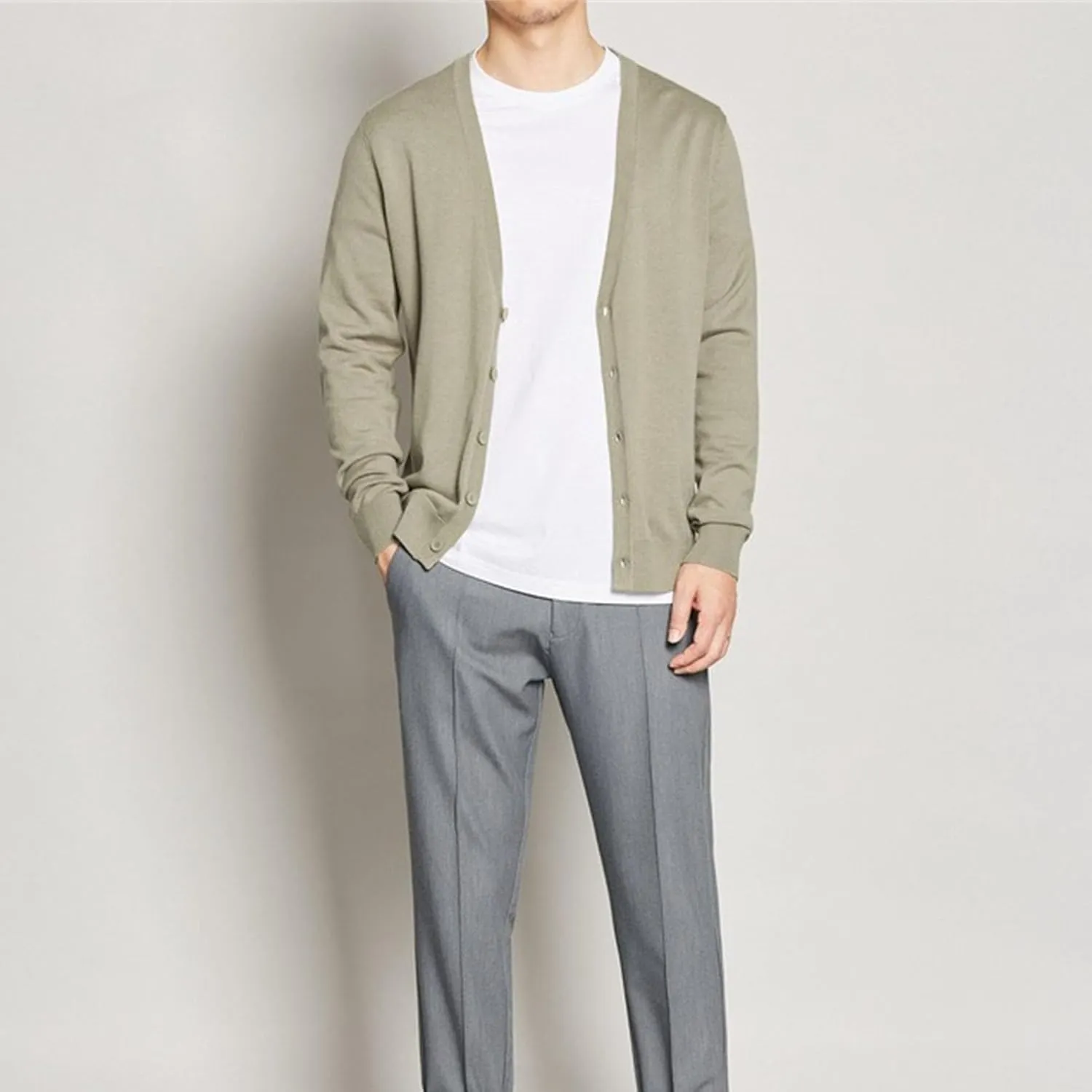 Mens Casual Slim Fit Cardigan Sweaters Cable Knit Cardigans V-Neck Long Sleeve Button Down Knitted Sweater Outwear