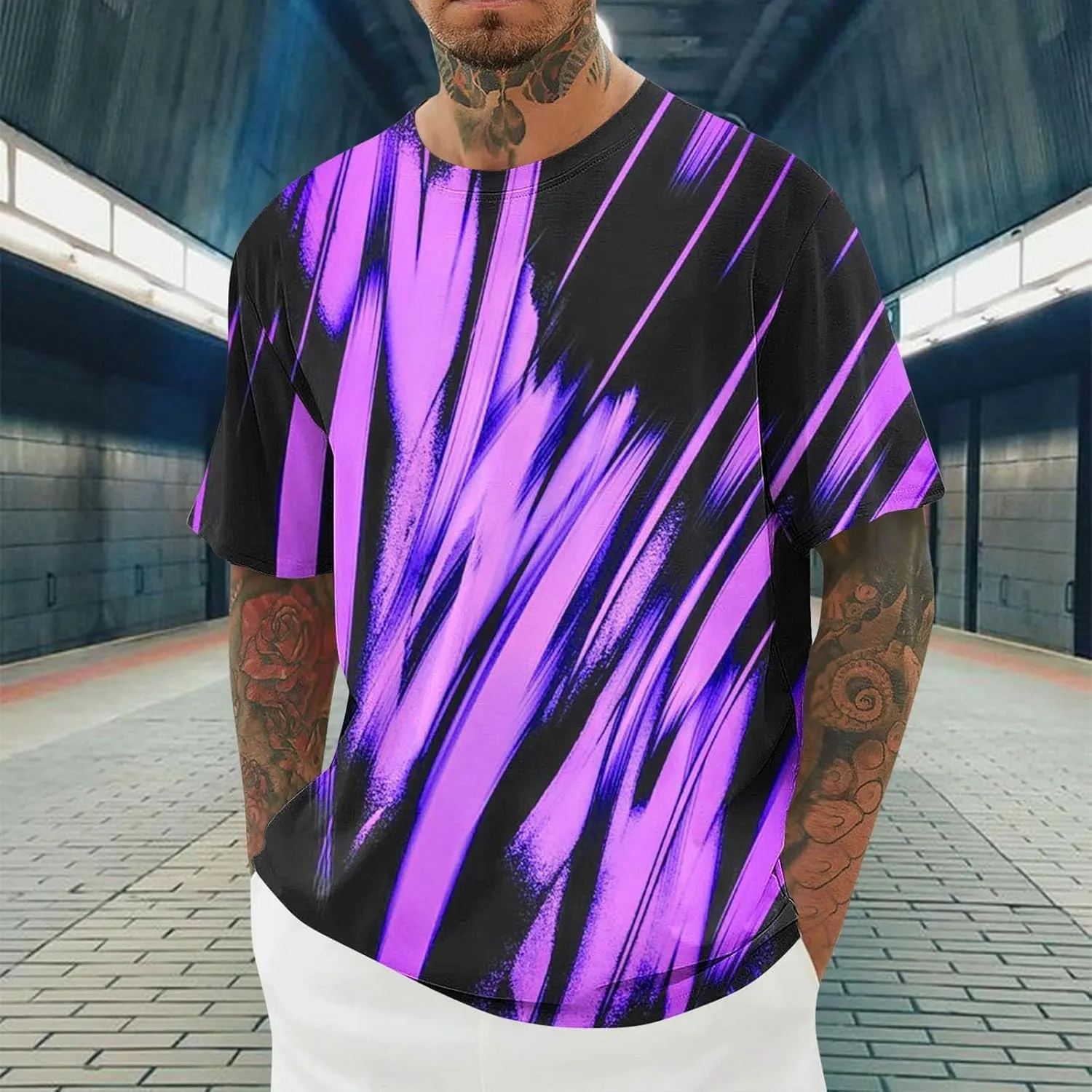 Mens Cotton T-Shirt Crew Neck Short Sleeve Tee Shirts Hipster Hip Hop Streetwear Casual Tops Gym Muscle Shirts