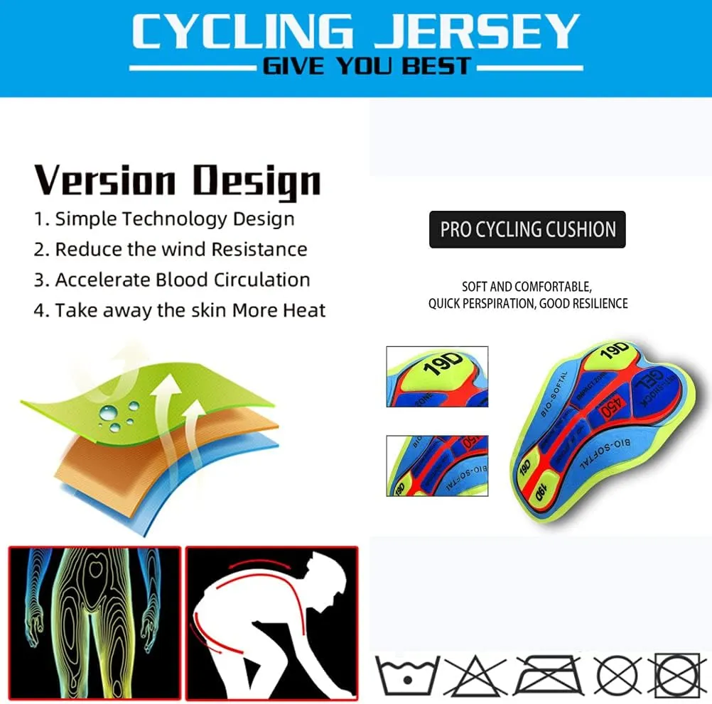 Men's Full Zip Cycling Jersey Breathable Tops Bicycle Short-Sleeved Jersey Bike Shirt