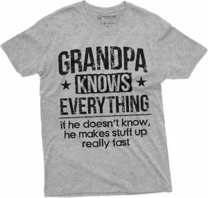 Men's Grandpa Knows Everything Funny Tee Shirt Father's Day Birthday Gift for Papa Tee