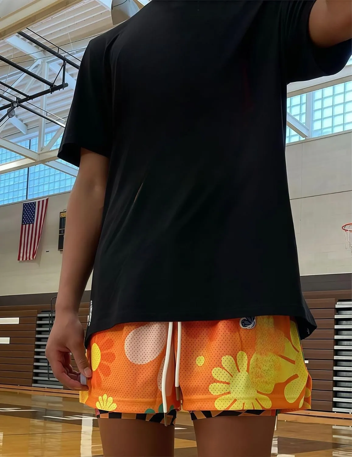 Mens Graphic Mesh Breathable Shorts Basketball Lightweight Quick Dry Shorts