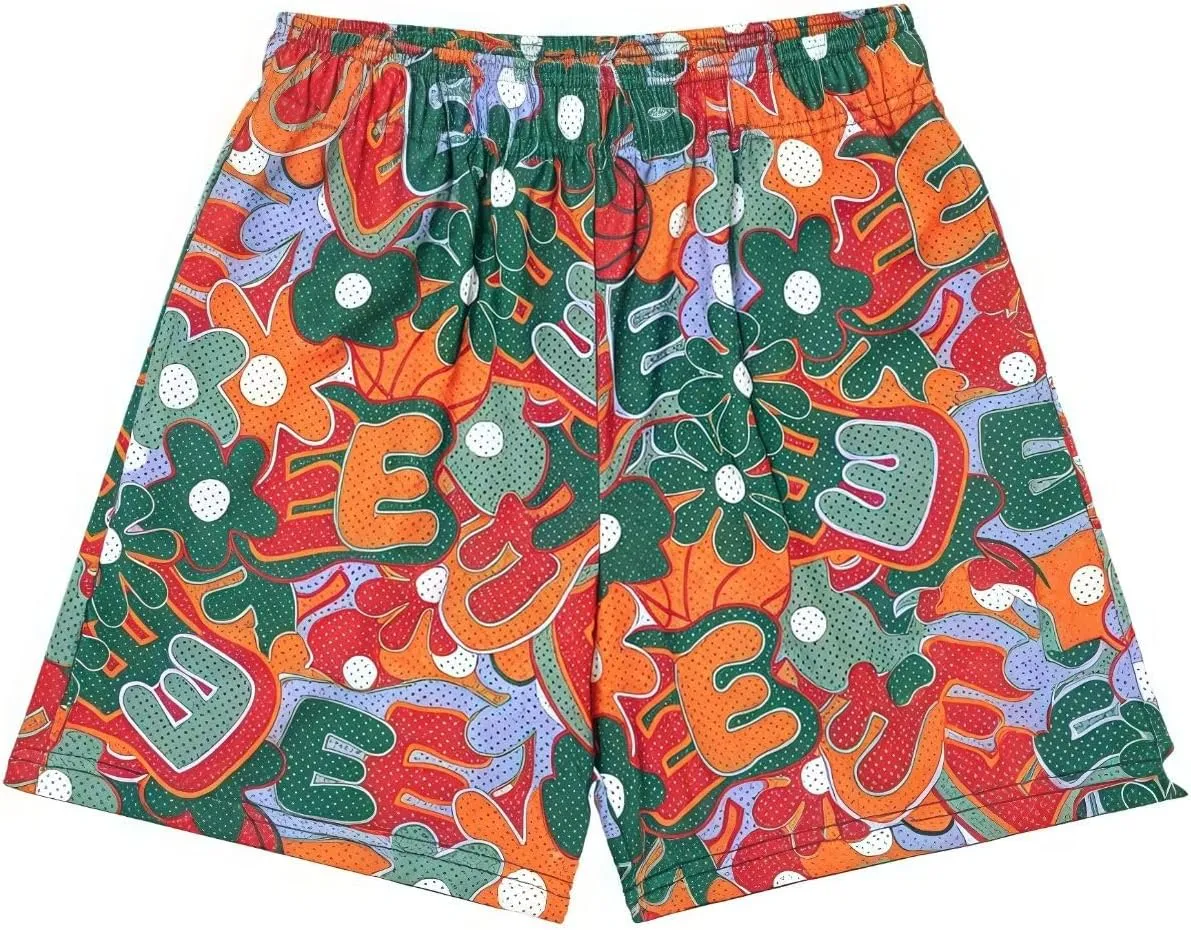 Mens Graphic Mesh Breathable Shorts Basketball Lightweight Quick Dry Shorts