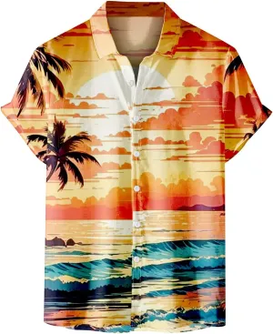 Men's Hawaiian Shirt Plus Size Short Sleeve Button Down Lapel 3D Digital Print Tropical Beach Shirt Summer Vacation Party Top