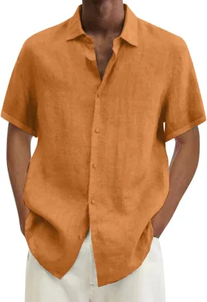 Men's Hawaiian Short Sleeve Shirts Summer Casual Button Down Shirts Lightweight Holiday Beach Loose Fit Hiipie Shirt
